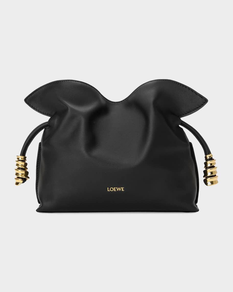 Loewe Flamenco Ruched Clutch Bag in Leather | Neiman Marcus