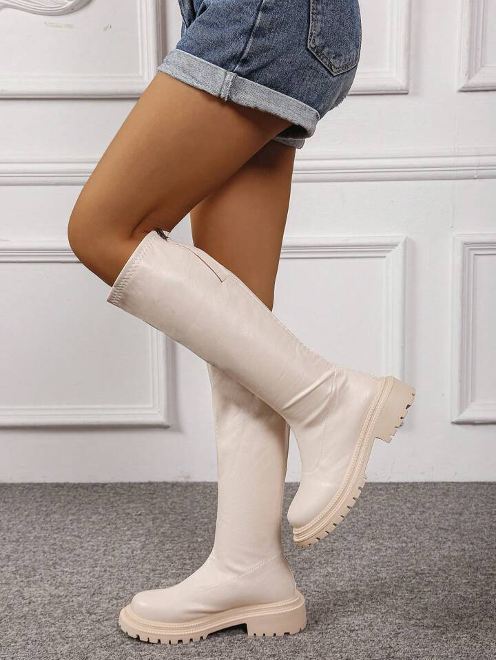 Women's Autumn And Winter Fashion Long Boots (One Size Larger) Large Tube Circumference Warm Thic... | SHEIN