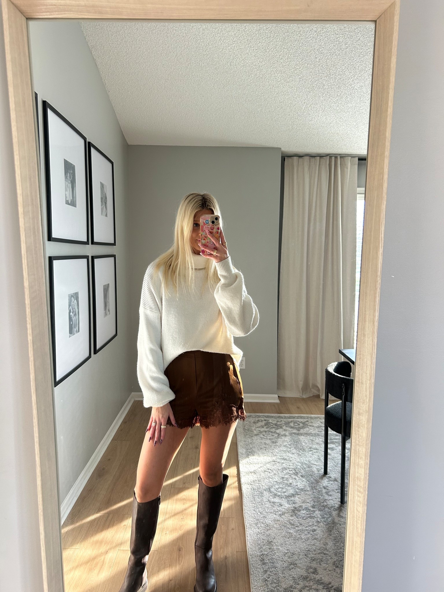 Love these lace shorts for the holidays! Paired with a sweater and riding boots. Wearing size small in shorts. Sharing similar boots and sweaters since last season.

#LTKHoliday #LTKSeasonal #LTKFindsUnder50