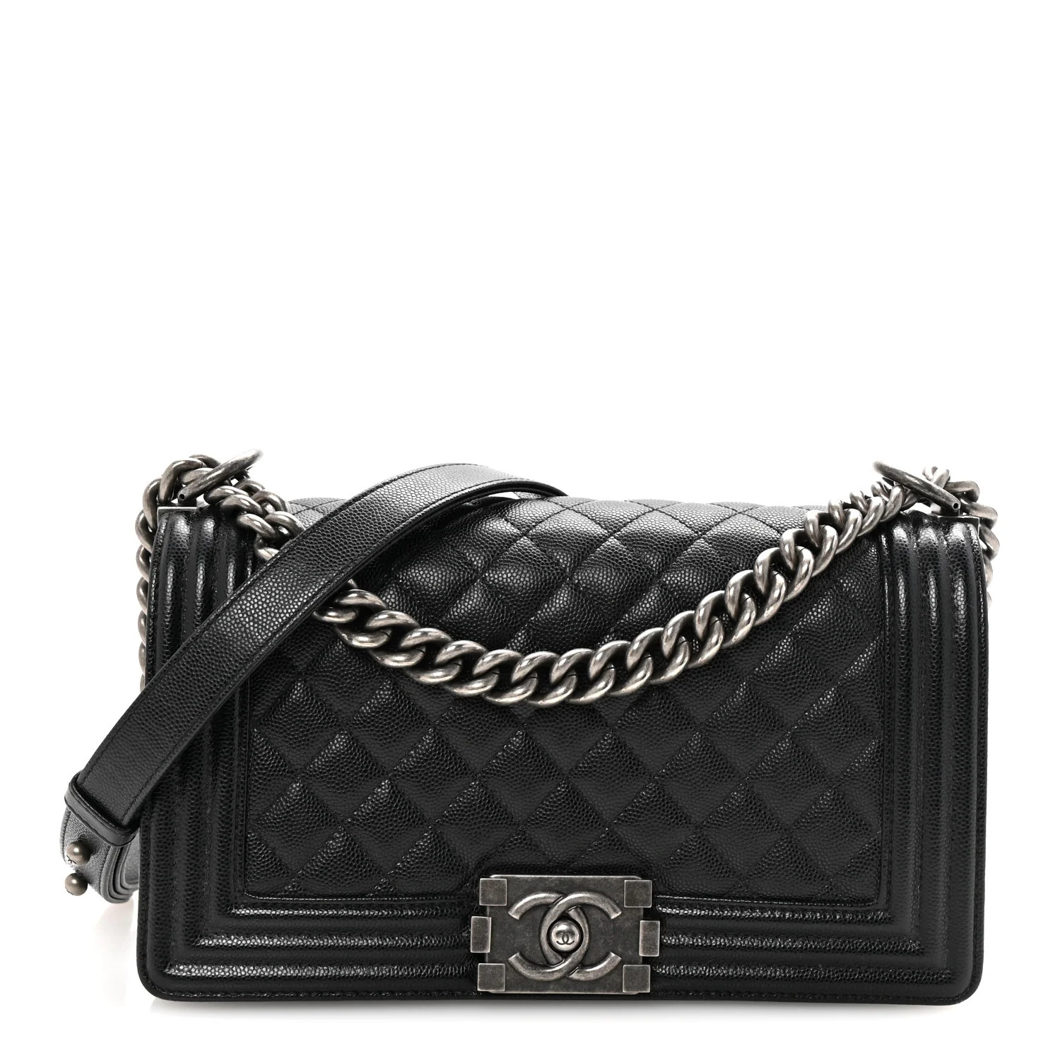 Chanel Caviar Quilted Medium Boy Flap Black | FASHIONPHILE (US)