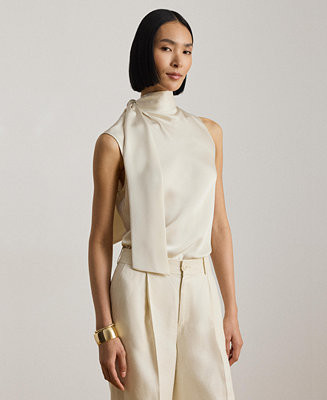 Lauren Ralph Lauren Women's Tie-Neck Sleeveless Blouse - Macy's | Macy's