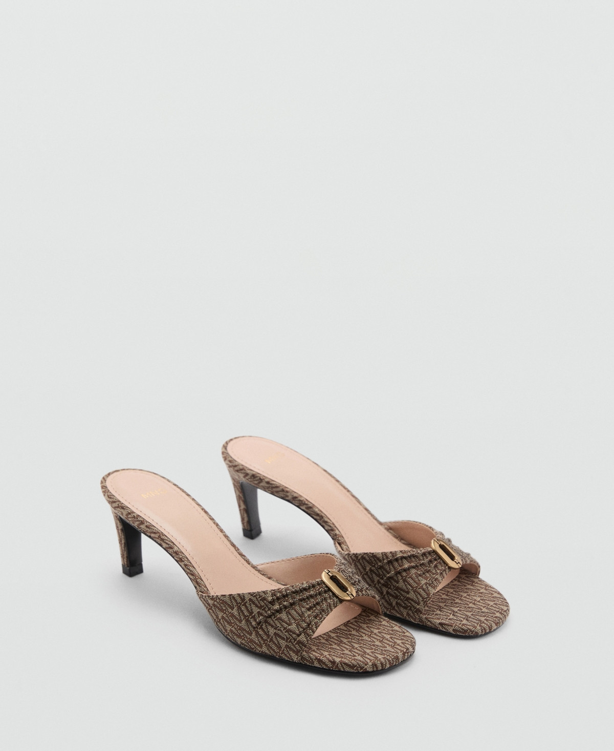 Mango Women's Metallic Detail Heeled Sandals - Brown | Macy's