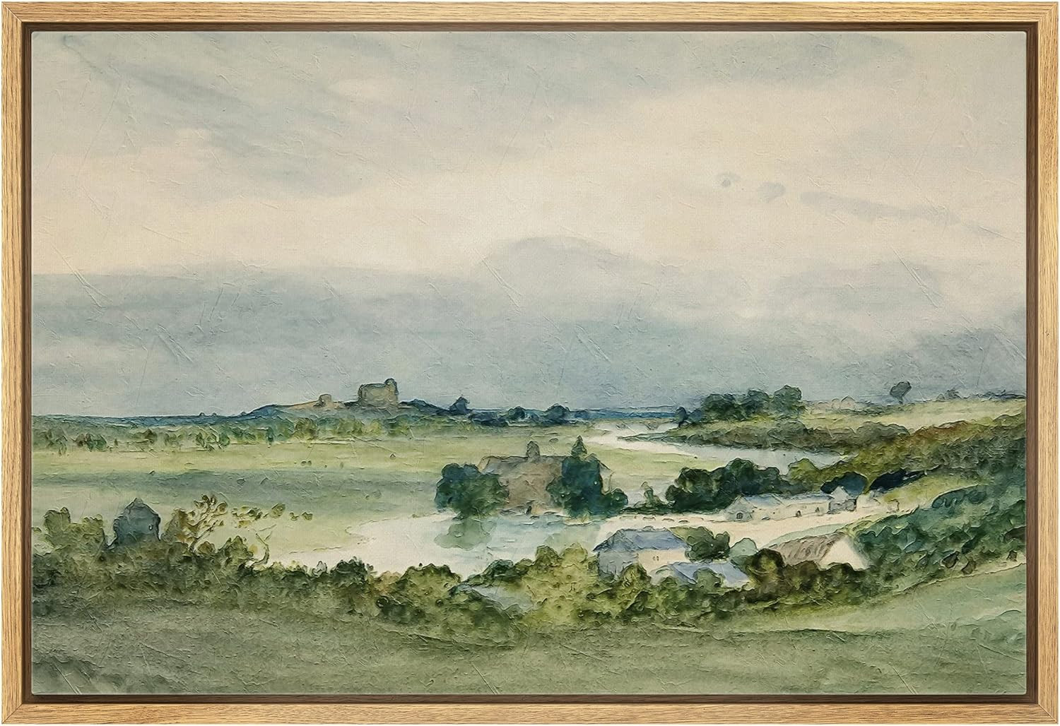 wall26 Framed Canvas Print Wall Art Aerial View Pastel Green Forest Valley Nature Wilderness Illu... | Amazon (US)