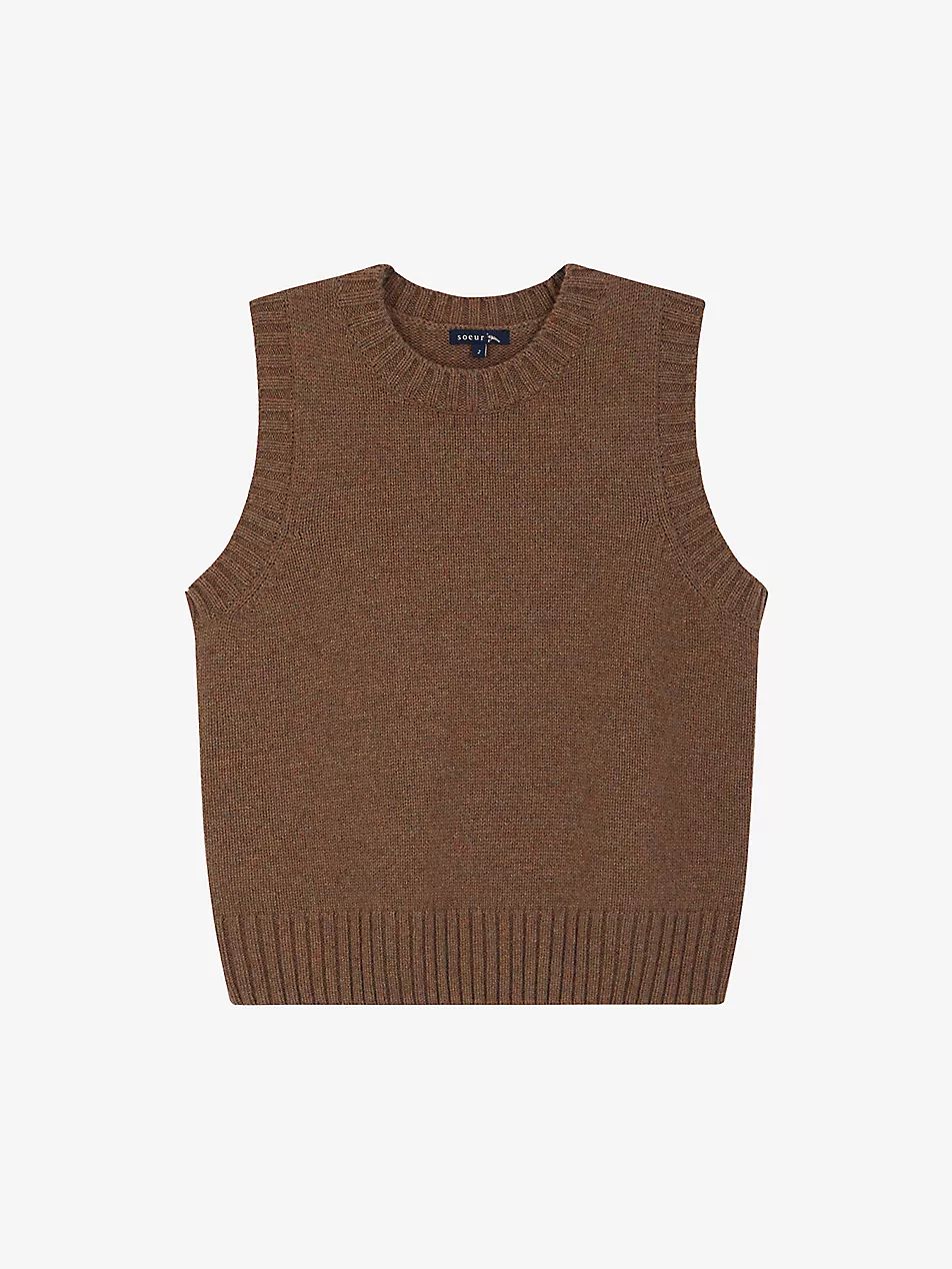 Namaste ribbed-collar wool-blend sweater vest | Selfridges