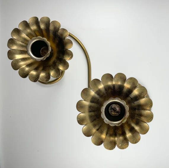 Vintage Brass Floral Candlestick Holder / Candelabra | Etsy | Etsy (US)