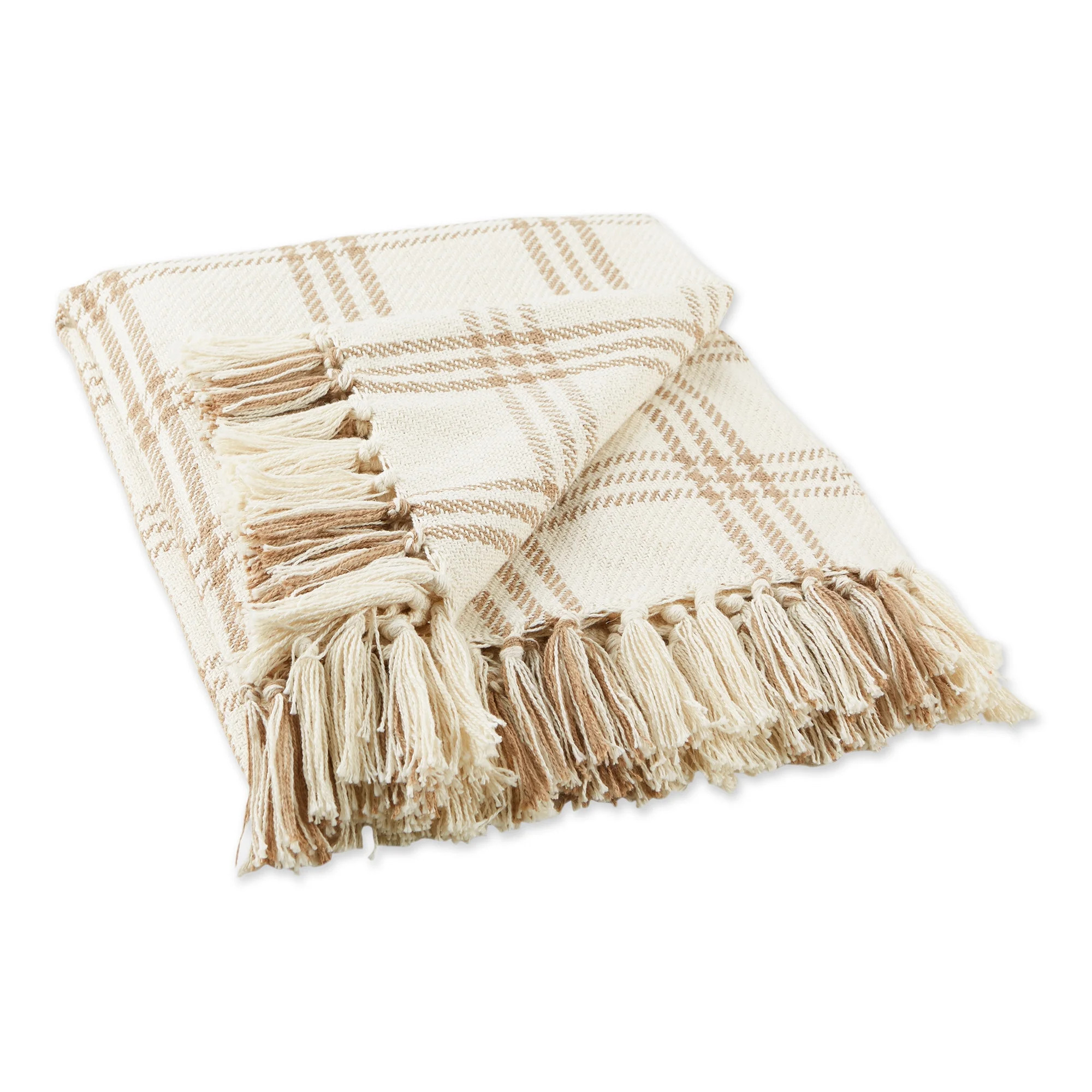 DII Stone Modern Farmhouse Plaid Throw, Stone | Walmart (US)