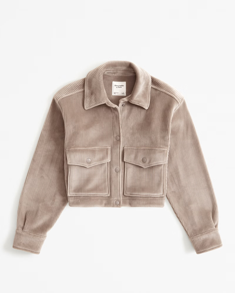 Cropped Corduroy Velour Shirt Jacket | Abercrombie & Fitch (US)