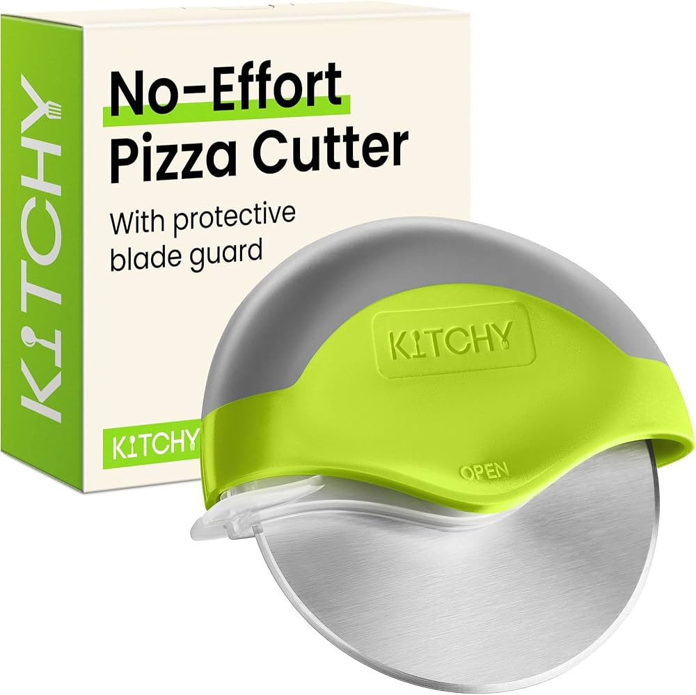 Kitchy Pizza Cutter Wheel with Protective Blade Cover, Ergonomic Pizza Slicer (Green) | Amazon (US)
