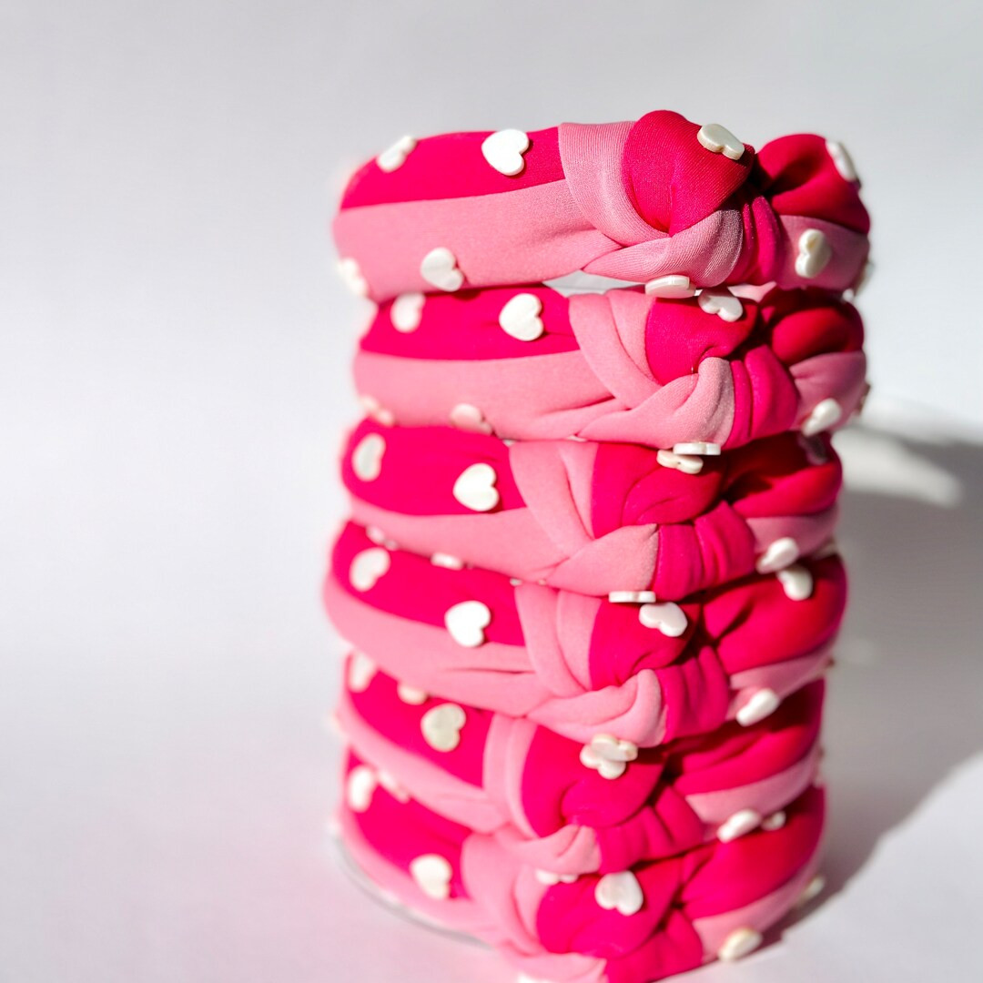 Knotted Heart Headband: Crystal Jewel Pink Headband - Etsy | Etsy (US)