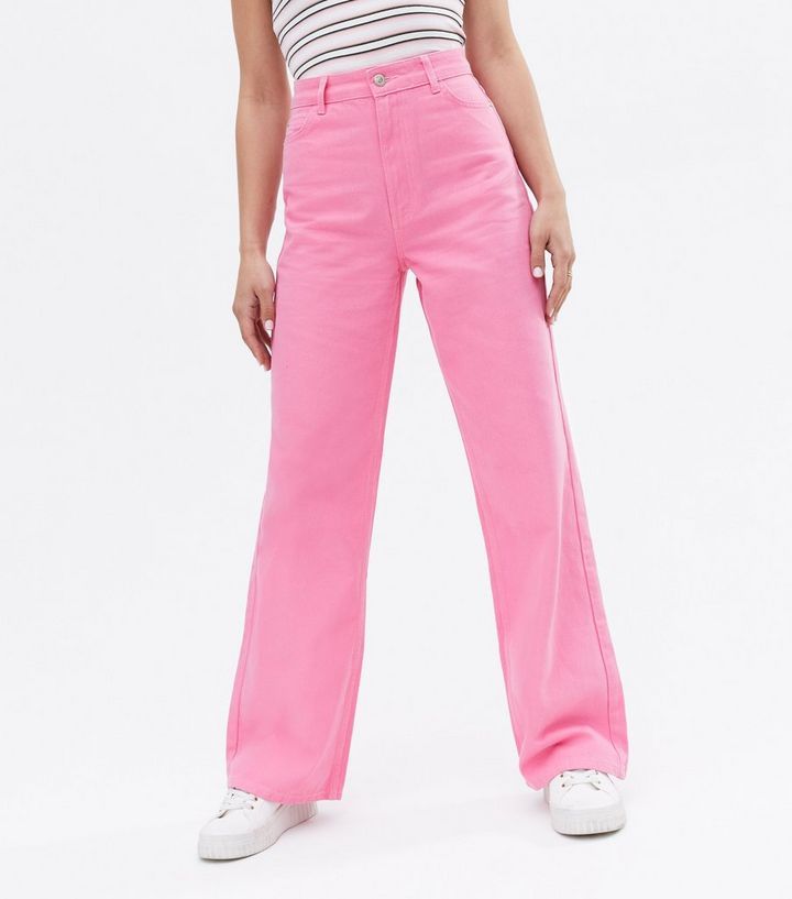 Bright Pink High Waist Adalae Wide Leg Jeans
						
						Add to Saved Items
						Remove from Sa... | New Look (UK)