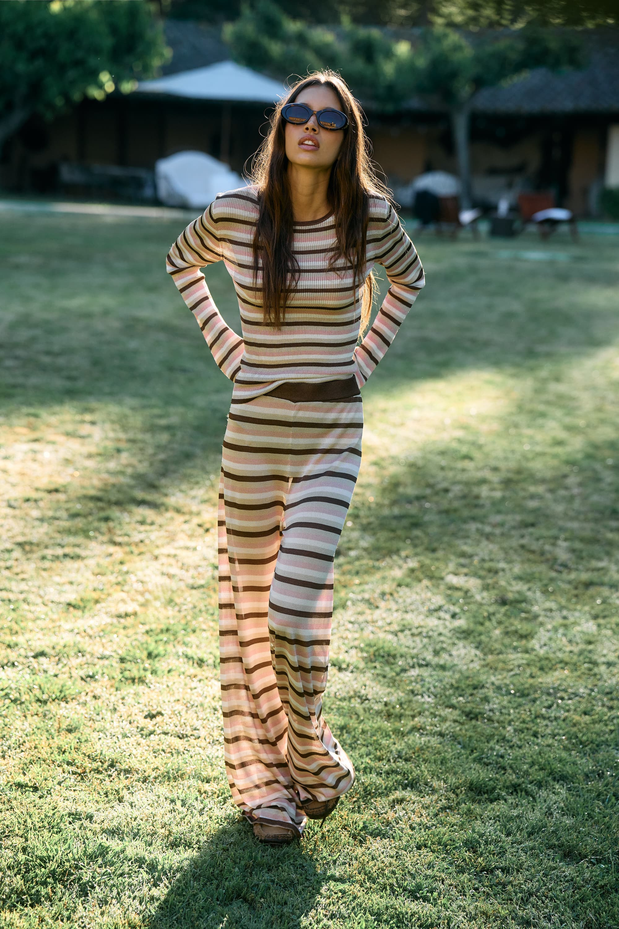 Longsleeve Sunset Glow in Striped Lurex | ANITA HASS