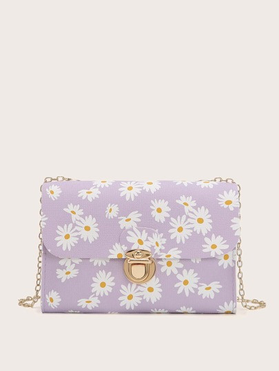 Push Lock Daisy Graphic Square Bag | SHEIN