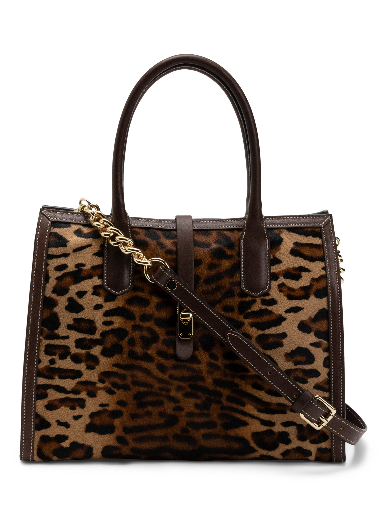 Made In Italy Leather Square Satchel With Front Turnlock | TJ Maxx