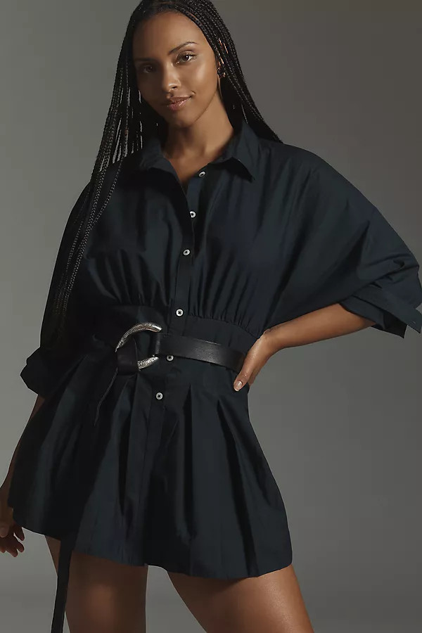 Maeve Long-Sleeve Cinched Buttondown Shirt | Anthropologie (US)