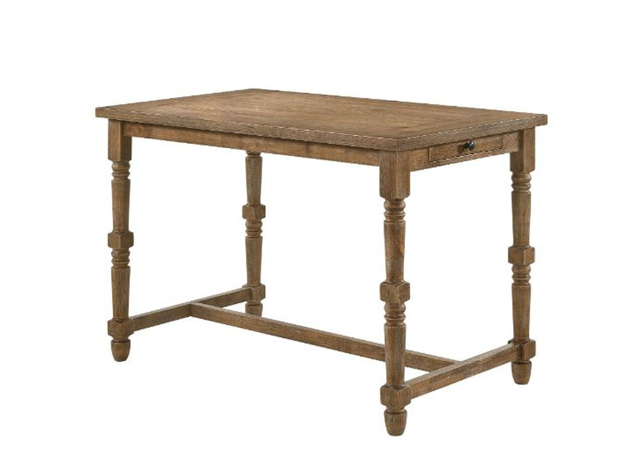 Acme Farsiris Counter Height Table In Weathered Oak Finish | 1stopbedrooms