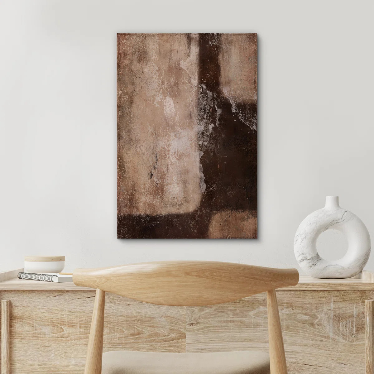 Abstract Shape " Dark Brown Neutral Abstract Shapes Large Rustic Framed Art Decor Minimalist M27 ... | Wayfair North America
