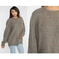 Grey Wool Sweater 90S Space Dye Knit Boho Grunge Slouchy Crewneck Pullover Retro Normcore Hipster Vi | Etsy (US)