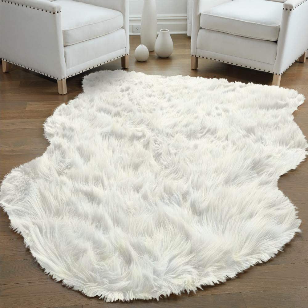 Gorilla Grip Fluffy Faux Fur Sheep Rug, Machine Washable Soft Furry Area Rugs, Rubber Backing, Pl... | Amazon (US)
