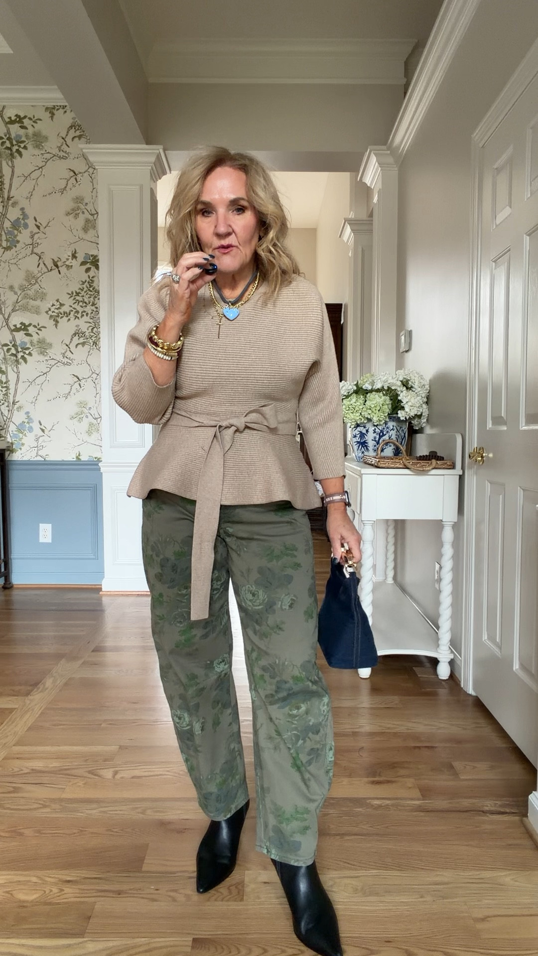 I found a very similar version to my sweater on Amazon. Mine is from Anthropologie, but pretty much sold out. I’m wearing a medium.
Floral jeans have been very popular. I’m wearing a 29 regular.
Denim bag by LOFT
25% off my jewelry from Allie & Bess code NANETTE25

#LTKSaleAlert #LTKOver40 #LTKFindsUnder50