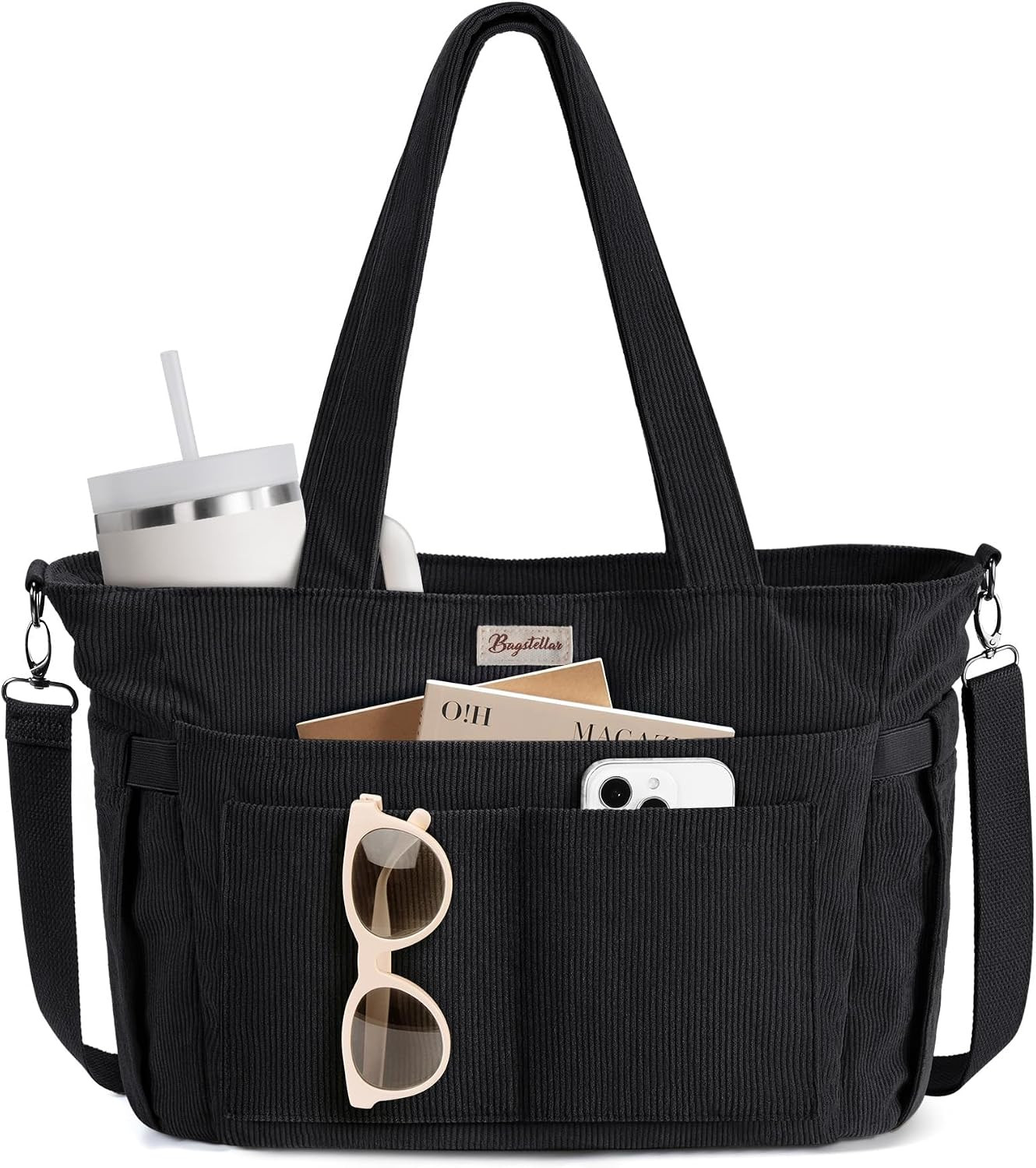 Bagstellar Corduroy Tote Bag for Women, 17 Pockets Laptop Work Tote Purse | Amazon (US)