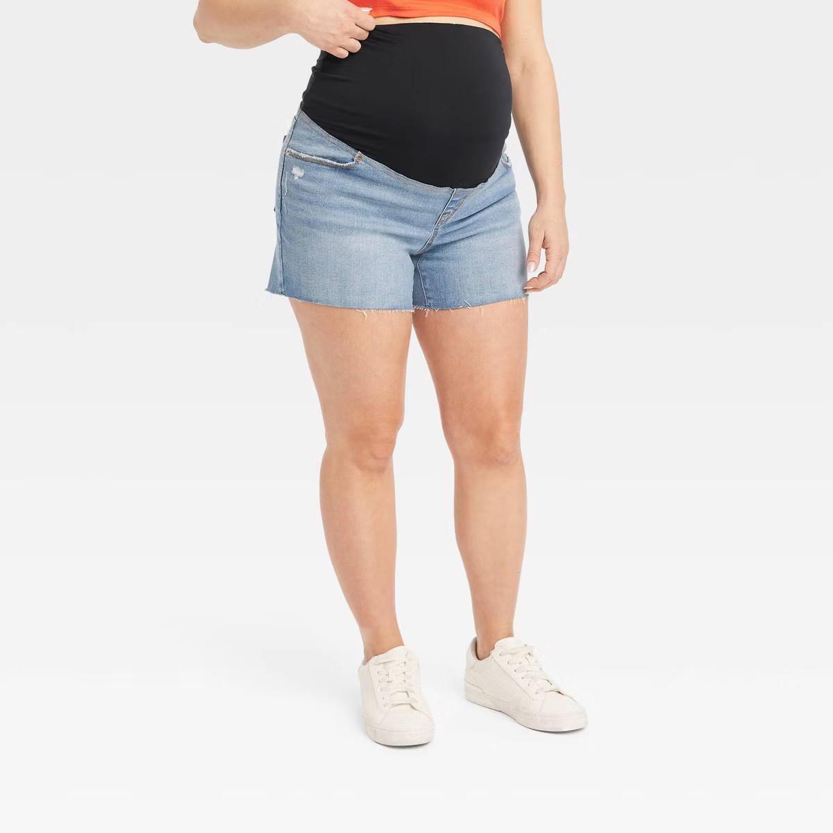 Over Belly Midi Maternity Jean Shorts - Isabel Maternity by Ingrid & Isabel™ Medium Wash 8 | Target