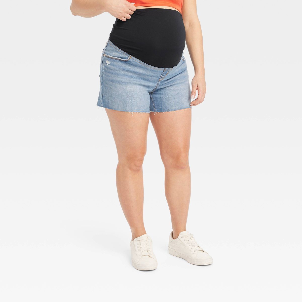Over Belly Midi Maternity Jean Shorts - Isabel Maternity by Ingrid & Isabel™ | Target