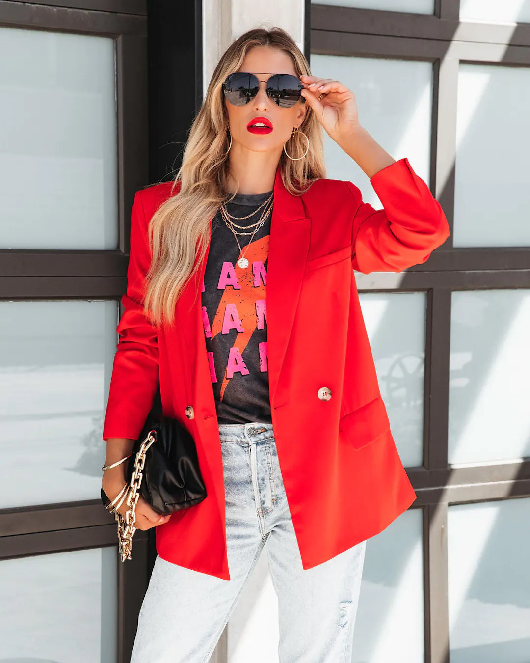 Whinn Pocketed Blazer - Red - SALE | VICI