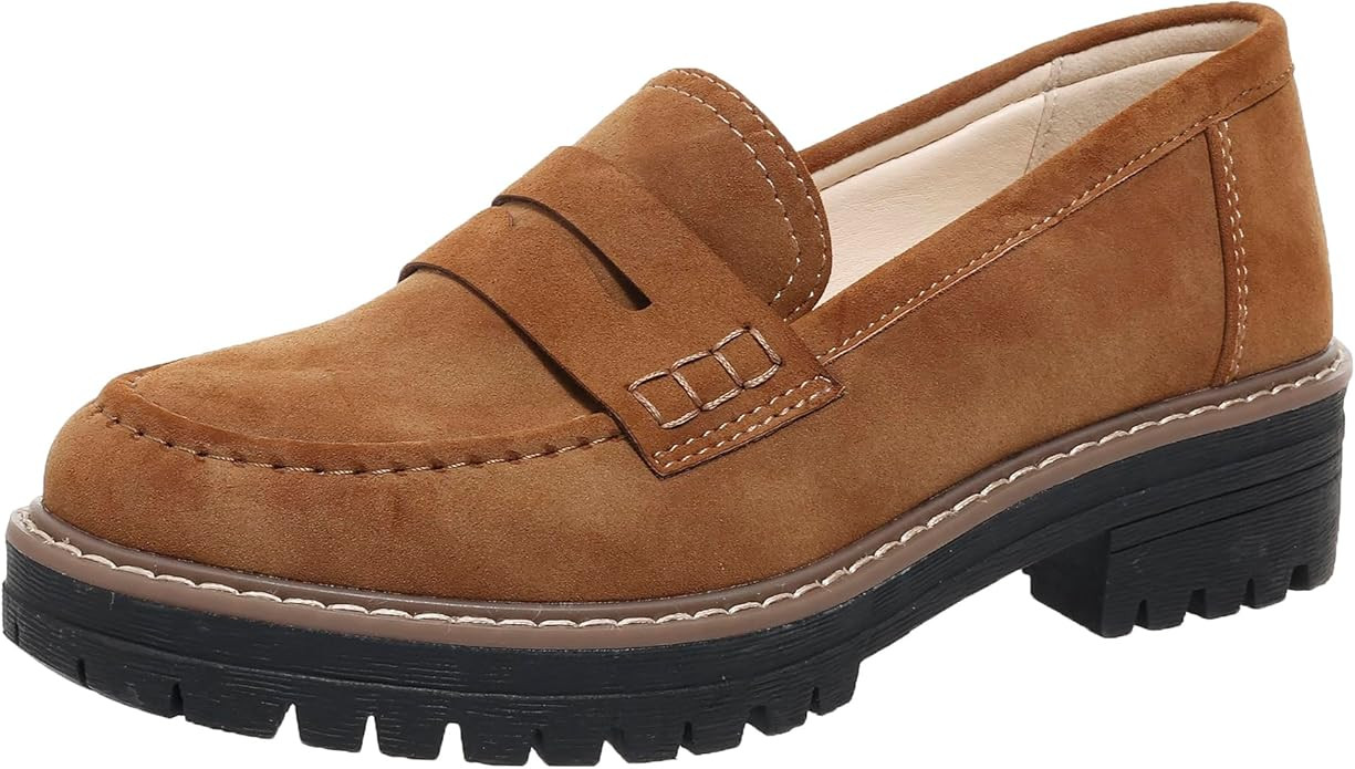 Womens Loafers Shoes Platform Chunky Penny Loafer Lug Sole Comfortable Slip On Work Office Busine... | Amazon (US)