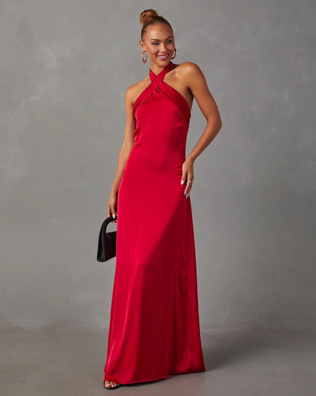 Heartfelt Satin Halter Neck Maxi Dress | VICI