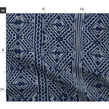 Navy Mudcloth Mud Cloth African Tribal Indigo Fabric Printed by Spoonflower BTY | Walmart (US)