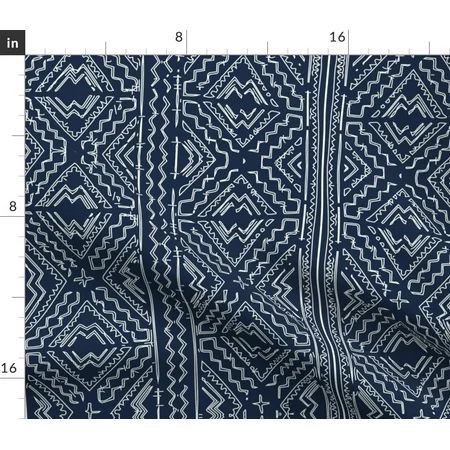 Navy Mudcloth Mud Cloth African Tribal Indigo Fabric Printed by Spoonflower BTY | Walmart (US)