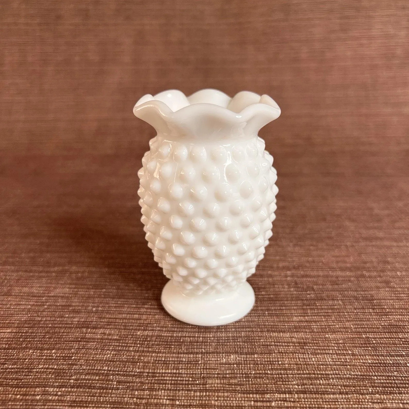 Vintage Fenton Milk Glass Hobnail Vase –miniature –cupped Crimped Rim –3.75 Inch - Etsy | Etsy (US)