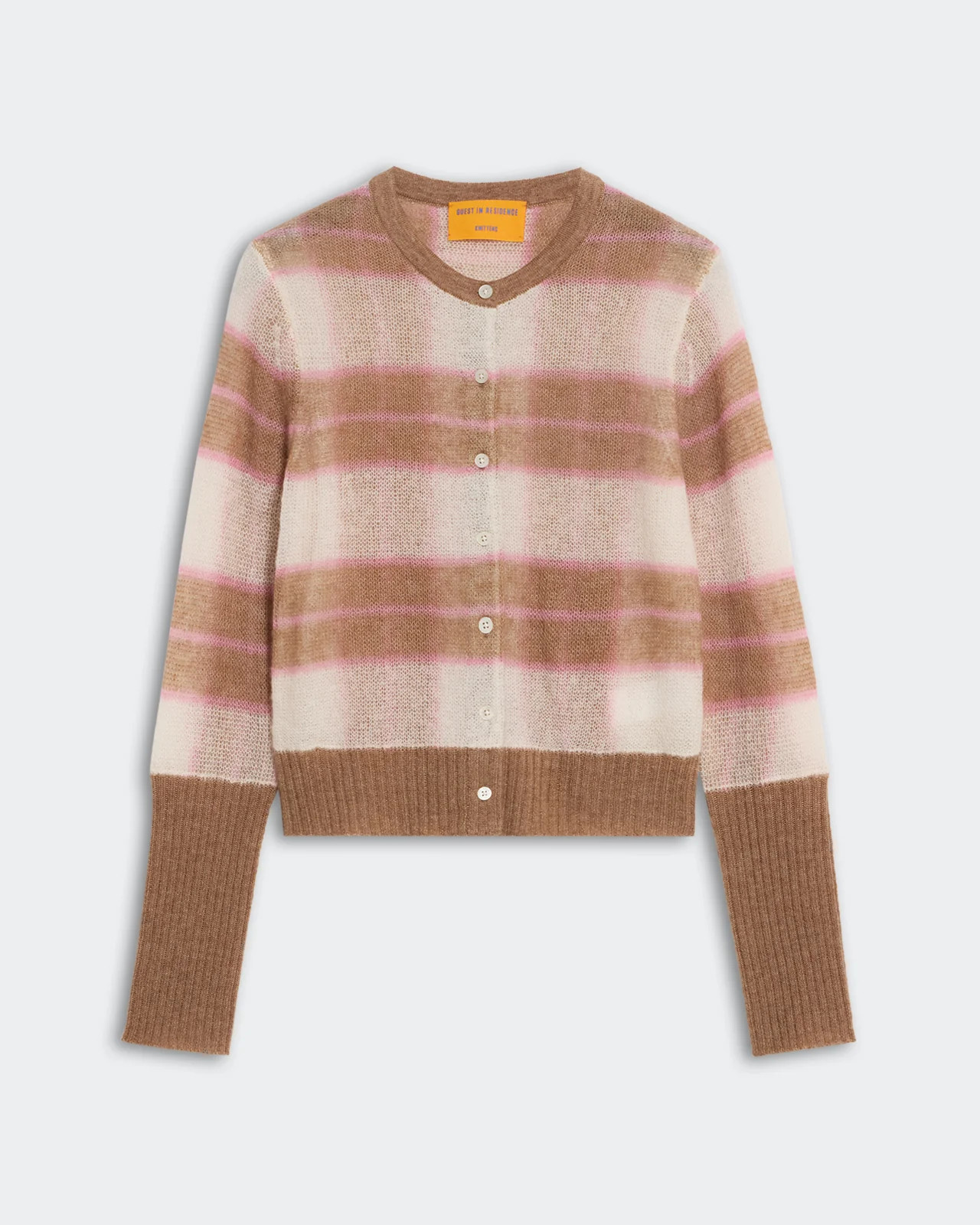 Shadow Plaid Cardigan - Taupe Combo | Guest In Residence