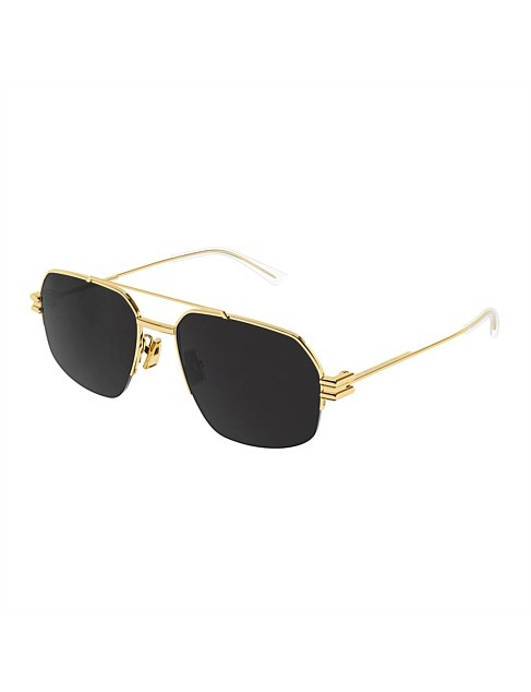 Bottega Veneta Gold Navigator Sunglasses | David Jones | David Jones (Australia & New Zealand)