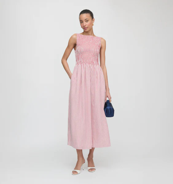 The Cosima Nap Dress - Red Ticking Stripe | Hill House Home US