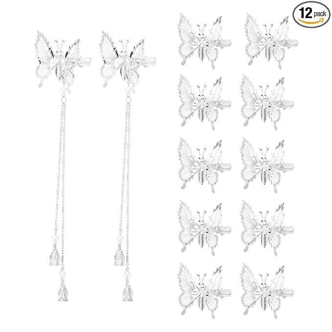 3D Moving Butterfly Hair Clips | Metal Butterfly Hairpins Bride Wedding Head Pieces Hair Accessor... | Amazon (US)