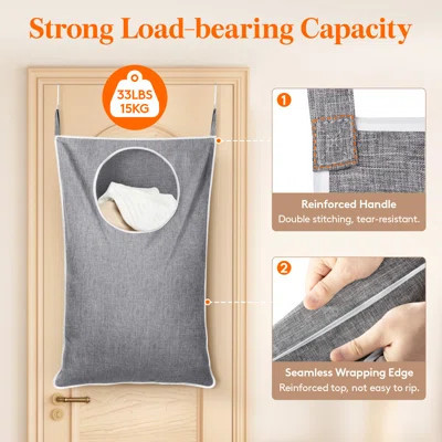 Over Door Laundry Hamper, Large Collapsible Hanging Laundry Hamper, Hanging Laundry Basket Bag For Bathroom Bedroom Dirty Clothes Storage Organizer | Wayfair North America
