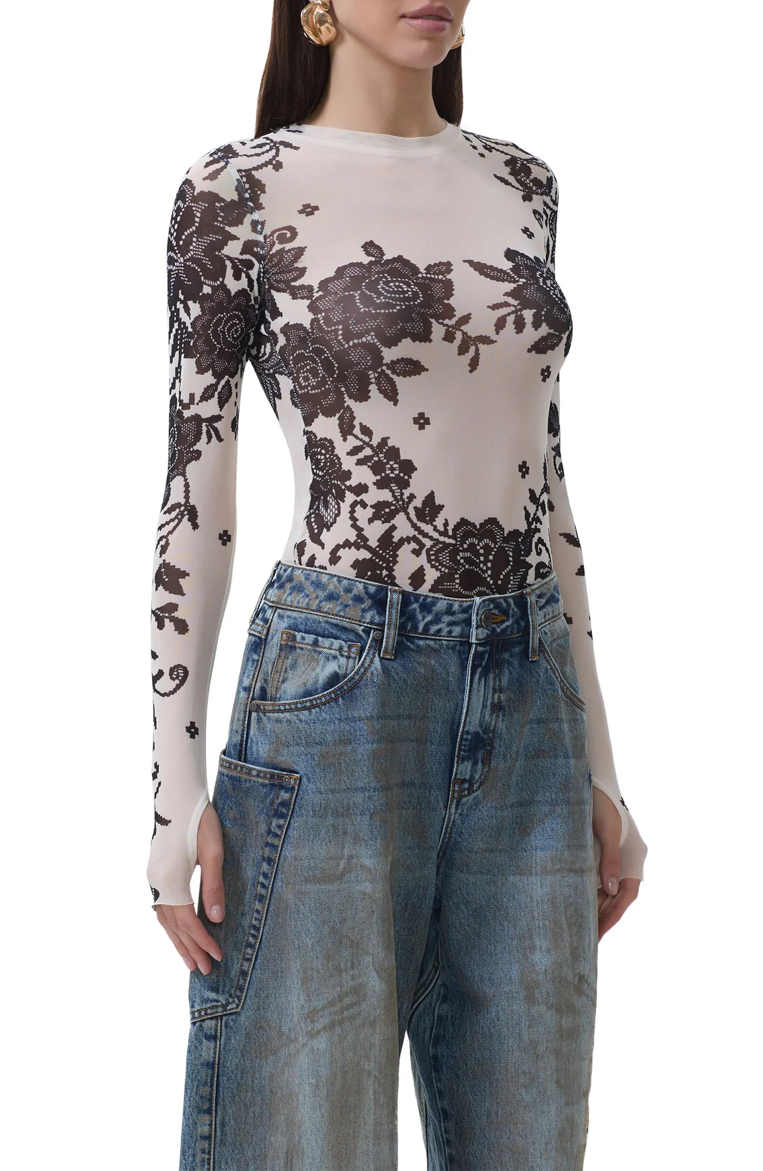 Kaylee Floral Mesh Top | Nordstrom