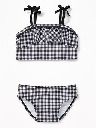 Old Navy Baby Patterned Pom-Pom Bikini For Toddler Girls Gingham Size 12-18 M | Old Navy US