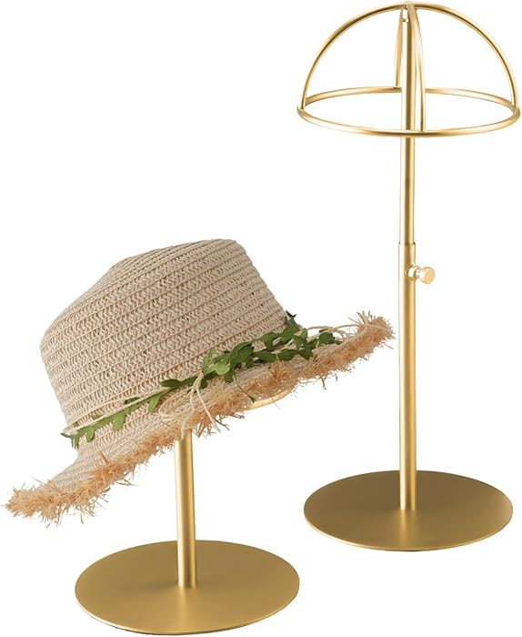 Hat Display Stand 2PCS Stainless Steel Brushed Nickel Titanium Hat Stand Metal Golden Adjustable ... | Amazon (US)