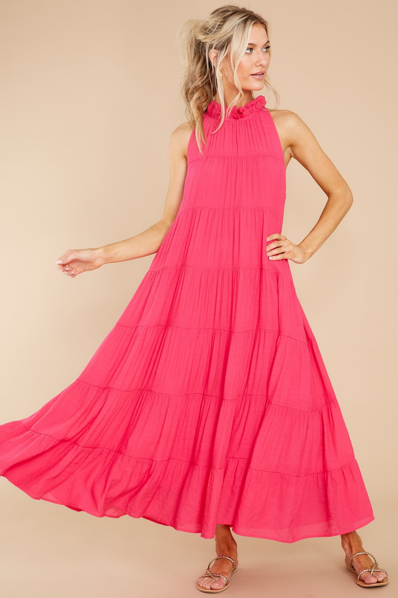 Take Me Dancing Hot Pink Maxi Dress | Red Dress 