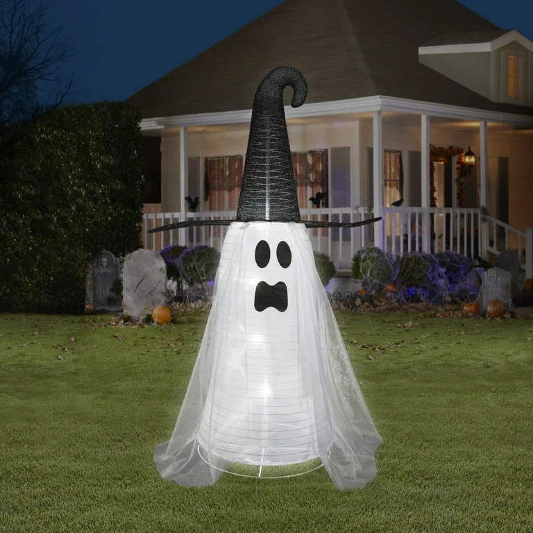 Halloween Outdoor Decor Light-up Ghost w/Hat by Spooky Moods 41.93 in x 71.85 in x 26.97 in 8.64 ... | Walmart (US)