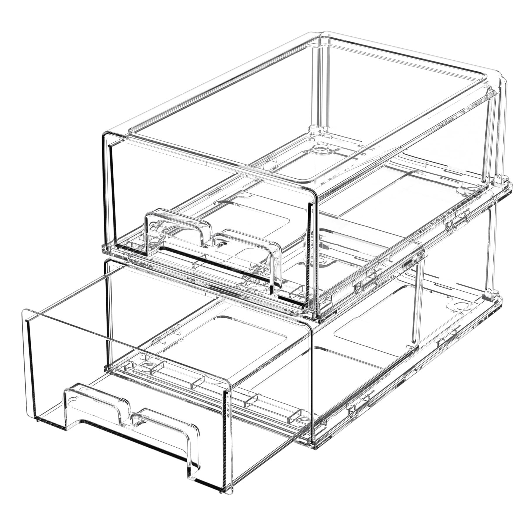 2 Pack Refrigerator Drawers - Fridge Organizer Bins Stackable Storage Drawers, Clear Refrigerator... | Amazon (US)