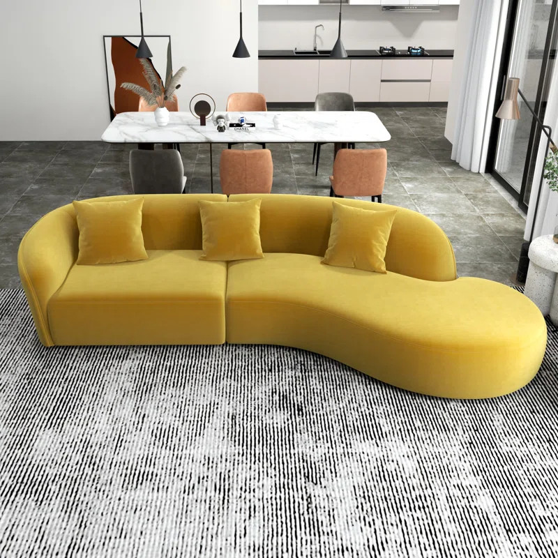 Willa Arlo™ Interiors 126" Japandi Style Luxury Modern Velvet Curvy Couch "& Reviews" | Wayfair | Wayfair North America