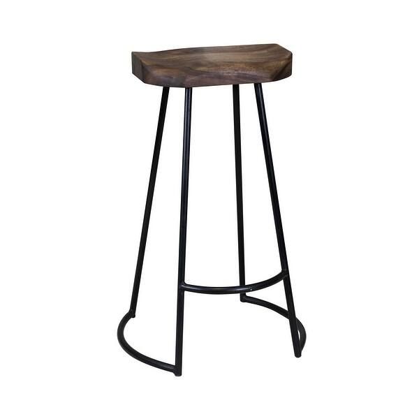 Carbon Loft Jannes Sculpted Solid Wood Seat Bar Stool with Wrought Iron Base with Foot Rest - Ove... | Bed Bath & Beyond