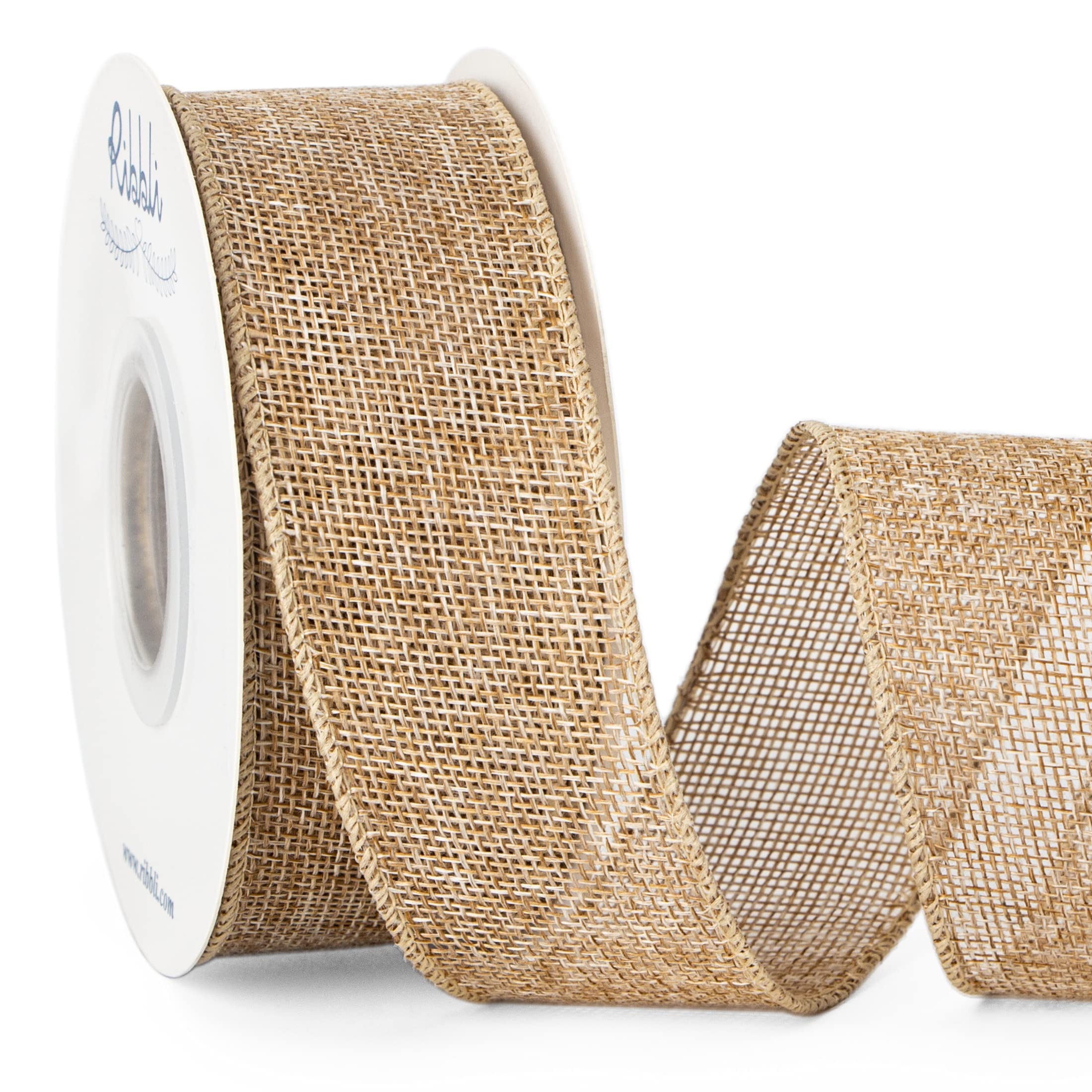 Ribbli Burlap Wired Edge Ribbon,1-1/2 Inch x 10 Yard,Natural,Solid for Big Bow,Wreath,Tree, Outdo... | Amazon (US)