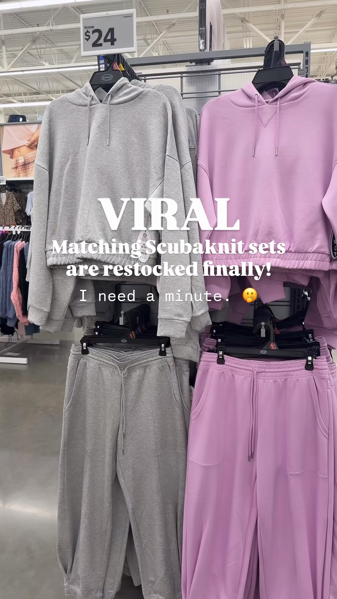 ✨SCROLL TO SHOP✨

Finally back! The Viral Scubaknit matching sets from Walmart! So many cute colors. Barrel sweats have me in a chokehold and these ones are 10/10. 

