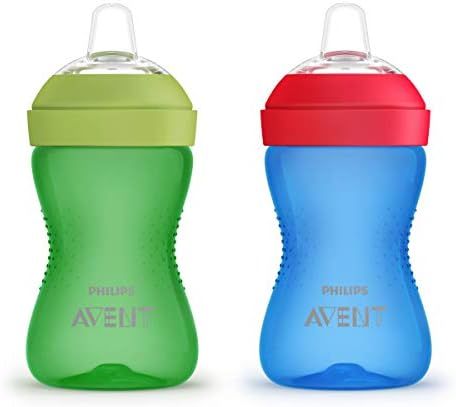 Philips AVENT My Grippy Spout Sippy Cup with Soft Spout and Leak-Proof Design, Blue/Green, 10oz, 2pk | Amazon (US)