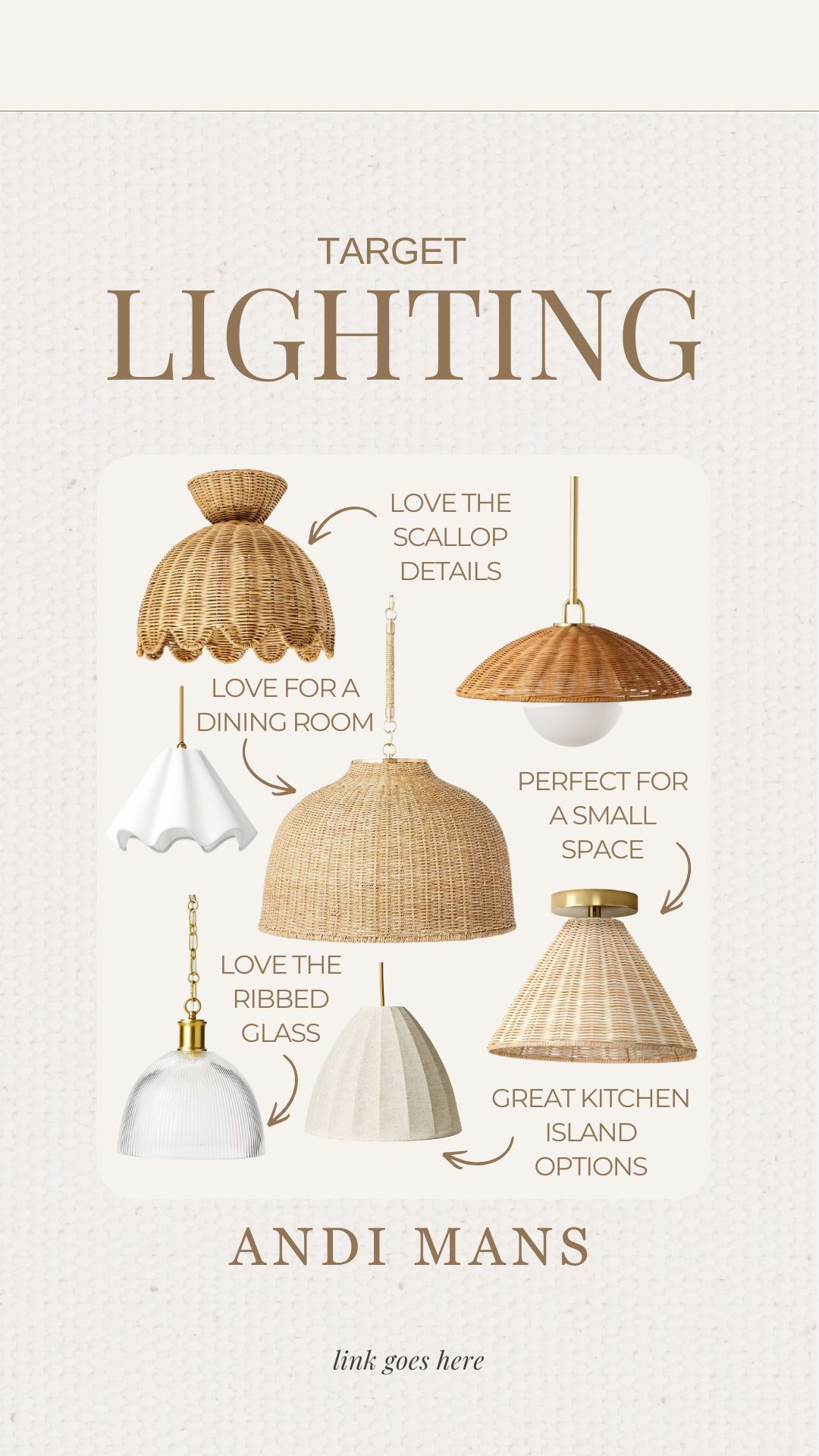 Earthy Target lighting finds! I love the scallop details and oversized rattan chandelier for a dining room. 

 #LTKSeasonal #LTKOver40 #LTKHome