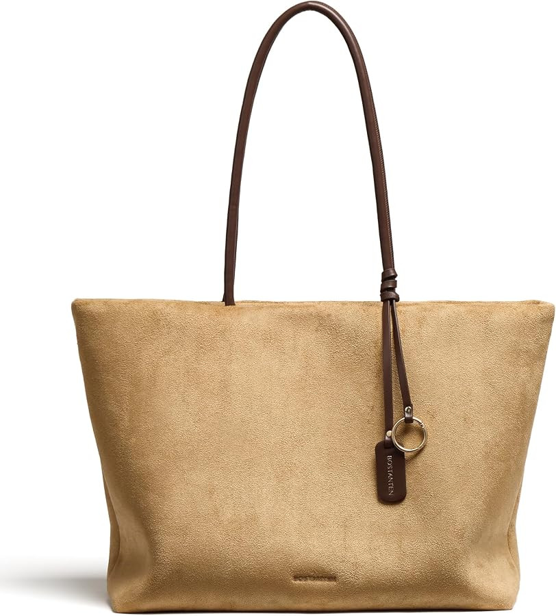 BOSTANTEN Slouchy Work Tote Bag Lightweight Faux Suede Purse Large Handbag | Amazon (US)